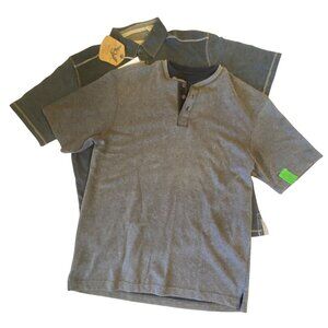 Arrow Mens Short Sleeve Polo & Henley Shirt Bundle Size L Cotton Blend Gray & De